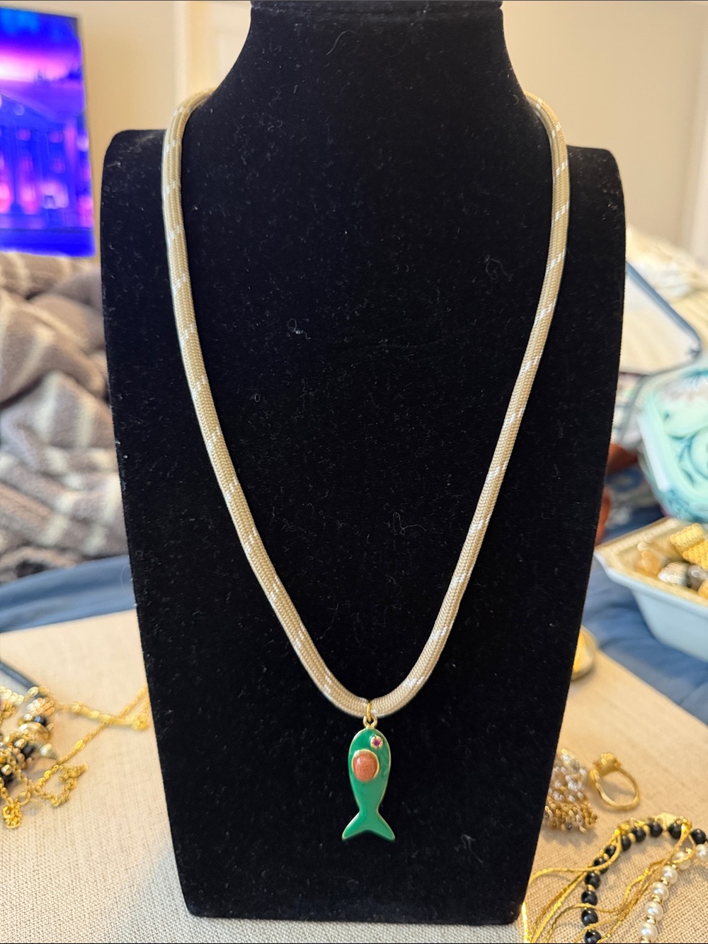 Green Fish Pendant Necklace - Women's Jewelry
